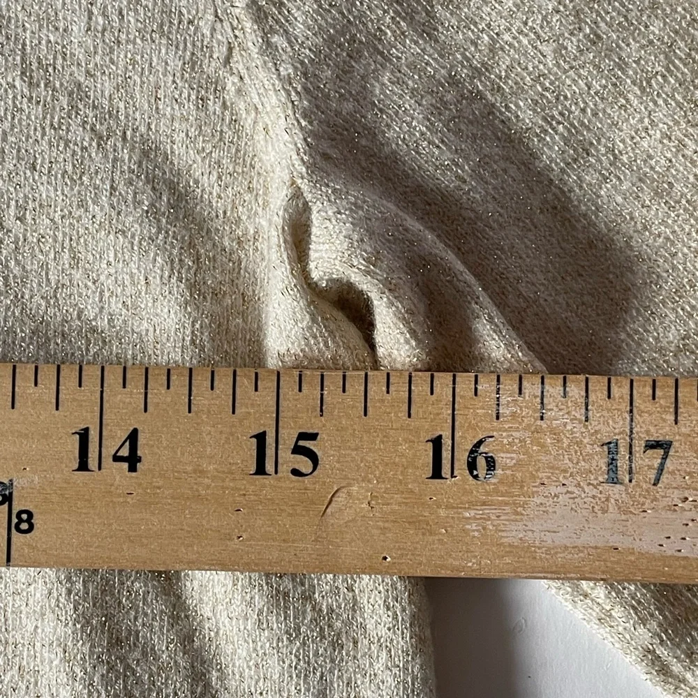 Halogen Crew Neck Sweater Cream Soft Gold Thread NWOT
